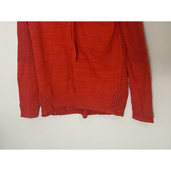 Prana red cotton/wool blend Knit cedar sweater cowl neck Size Medium - Picture 3 of 16